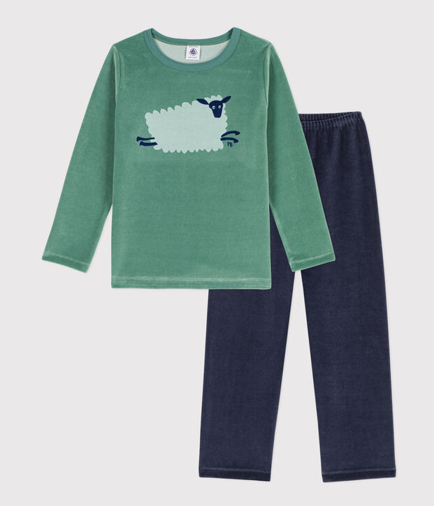 Pijama de terciopelo para ni&ntilde;o verde/multicolor