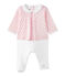Pelele blusa bi-materia bebé niña rosa VIENNE/blanco MULTICO