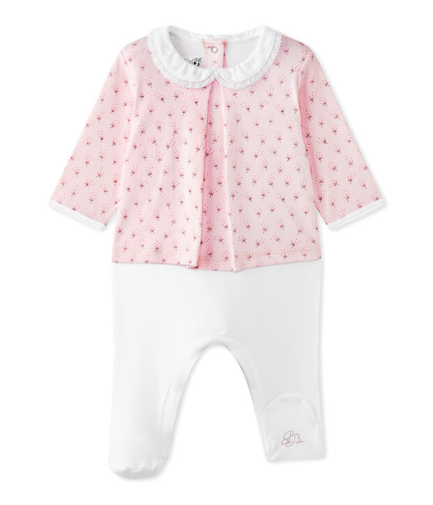 Pelele blusa bi-materia beb&eacute; ni&ntilde;a rosa/multicolor