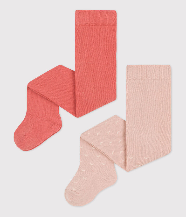 Juego de 2 pares de leotardos de punto para beb&eacute; multicolor