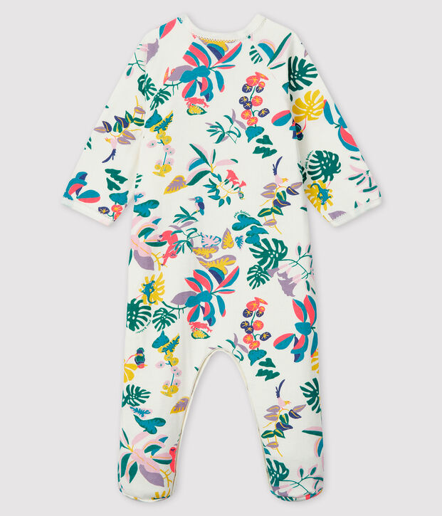 Pelele de punto tubular con cremallera para beb&eacute; ni&ntilde;a blanco/multicolor