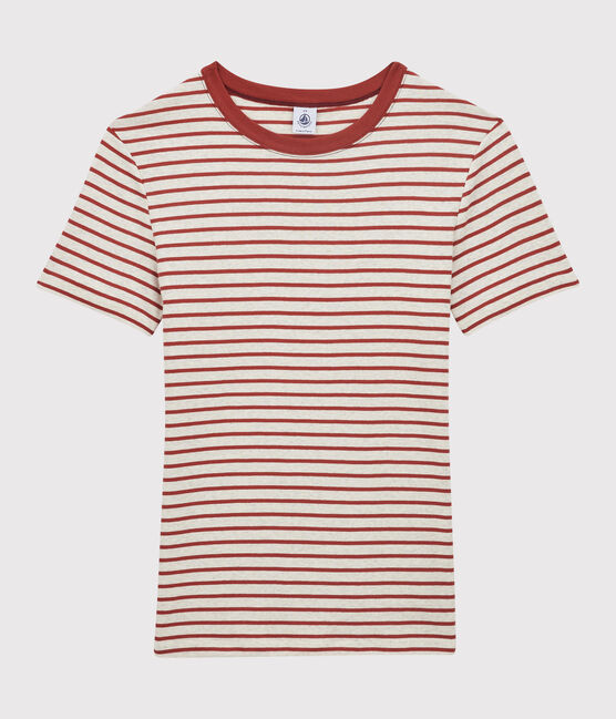 Camiseta L'ICONIQUE con cuello redondo de algodón orgánico de mujer beige MONTELIMAR/ OMBRIE