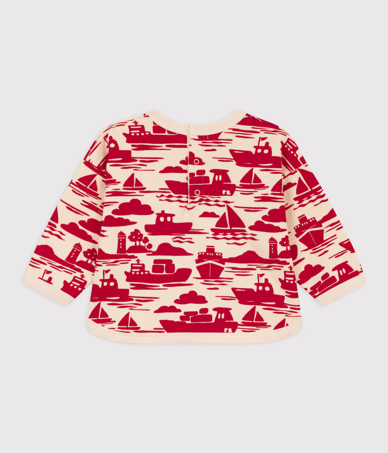 Sudadera de mulet&oacute;n estampada para beb&eacute; crudo/rojo