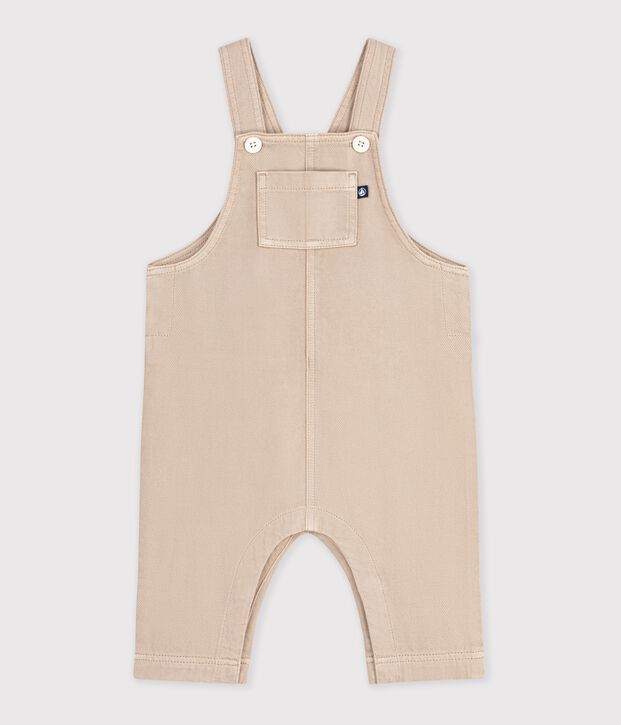 Peto largo y liso de sarga para beb&eacute; beige