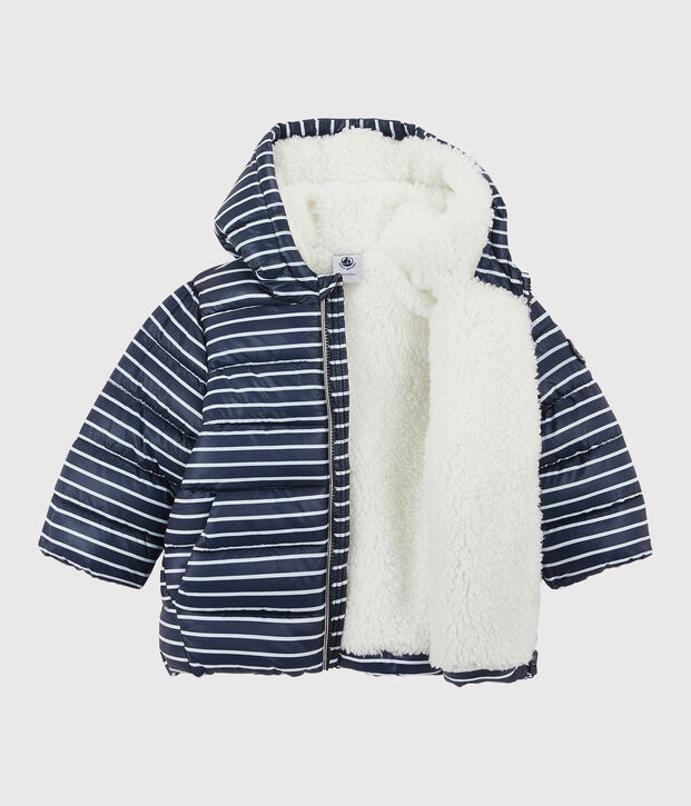 Chaqueta acolchada para beb&eacute; azul/blanco
