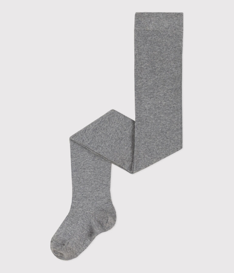 Leotardos lisos de punto para ni&ntilde;a gris