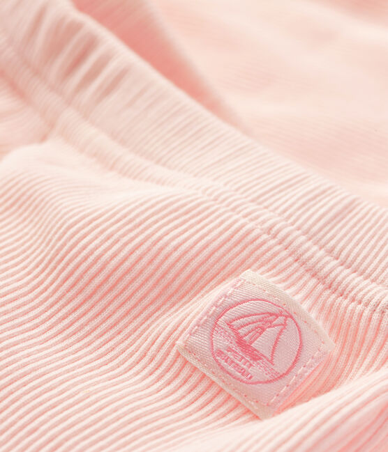 Rebeca de bebé de canalé 2x2 de algodón ecológico rosa FLEUR