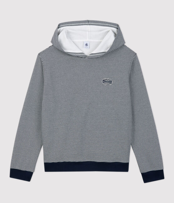 Sudadera con capucha a rayas de algodón de mujer azul SMOKING/blanco MARSHMALLOW
