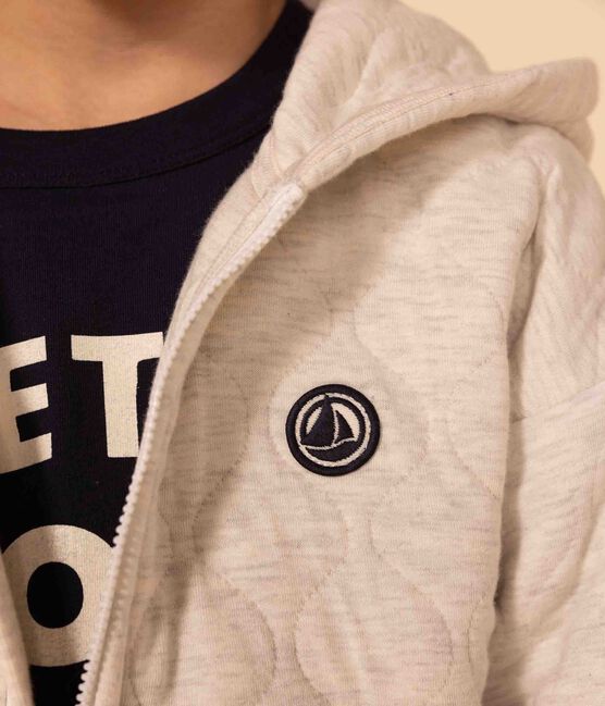 Sudadera con cremallera y capucha de tejido túbico acolchado de niña/niño beige MONTELIMAR CHINE