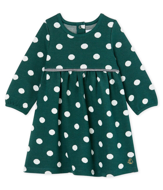 Vestido de manga larga y lunares para bebé niña verde SOUSBOIS/blanco MARSHMALLOW CN