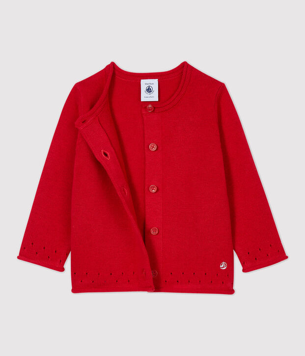 C&aacute;rdigan de punto de beb&eacute;. rojo