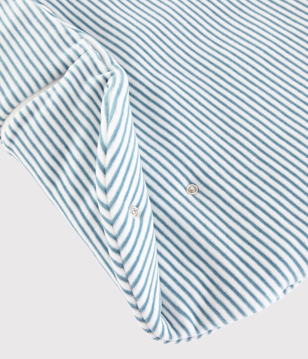 Saco de punto de tejido acanalado de rayas para beb&eacute; blanco/azul