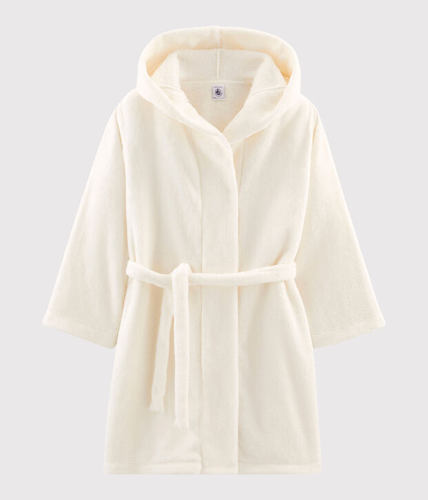 Bata de casa de polar para ni&ntilde;o blanco