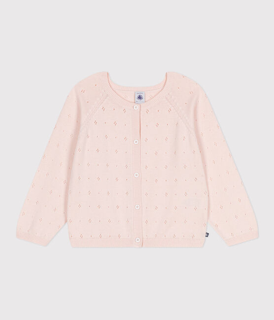 Cárdigan infantil de algodón de punto de fantasía rosa FLEUR