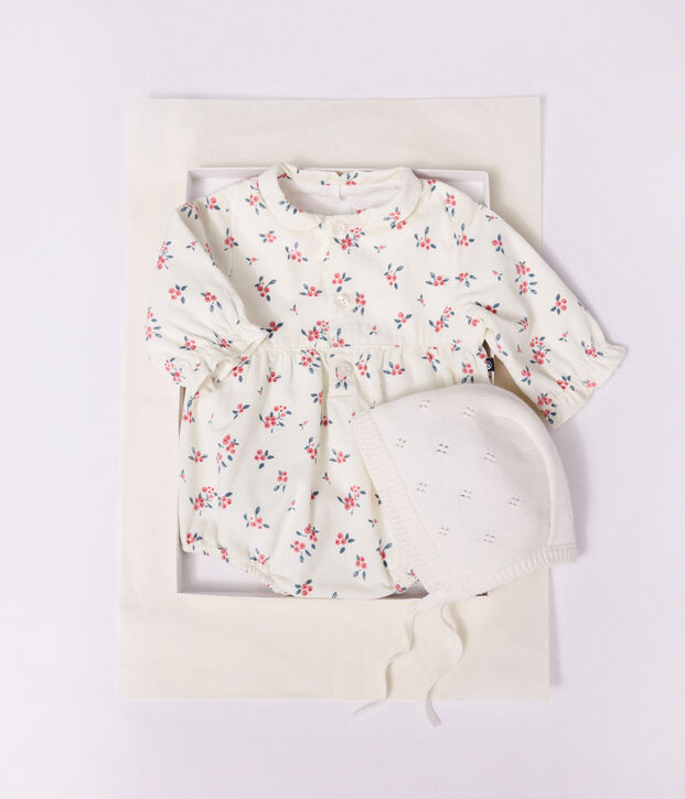 Combinaison courte b&eacute;b&eacute; en velours fin, &agrave; col imprim&eacute; myrtilles crudo/multicolor