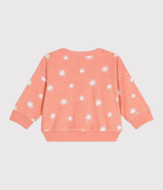 Sudadera de rizo de algodón con estampado de soles para bebé naranja ABRICOT/ MARSHMALLOW