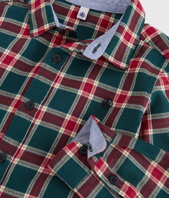Camisa a cuadros de niño verde PINEDE/blanco MULTICO