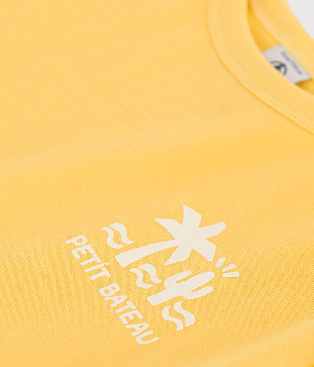 Camiseta infantil de manga corta de algod&oacute;n con estampado amarillo