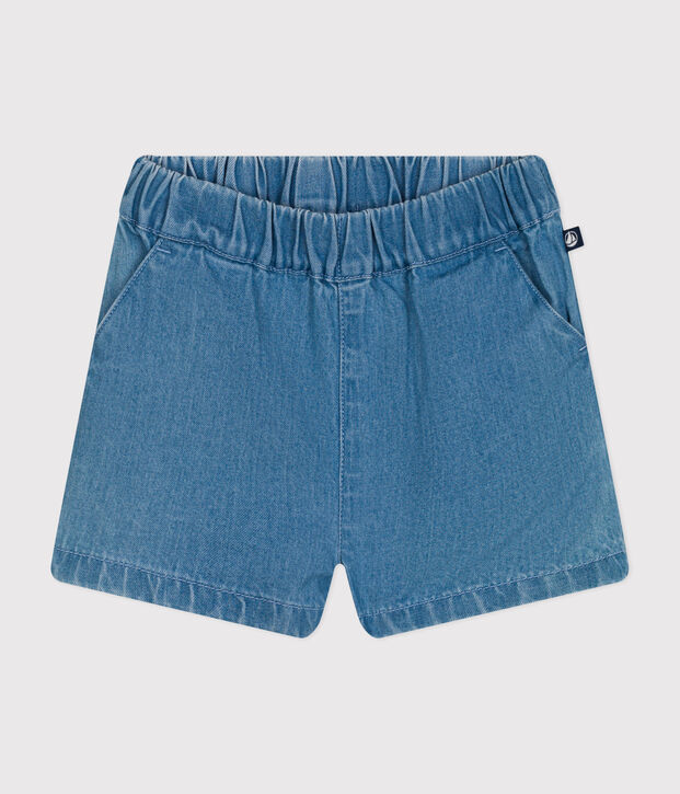 Shorts de tejido vaquero ligero para beb&eacute; azul