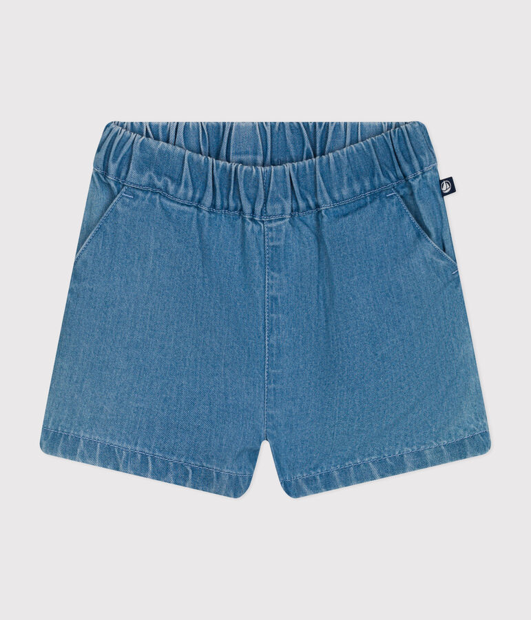 Shorts de tejido vaquero ligero para beb&eacute; azul