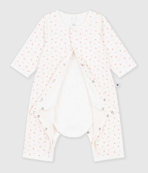 Bodyjama sin pies de algod&oacute;n con estampado de flores para beb&eacute; blanco/multicolor