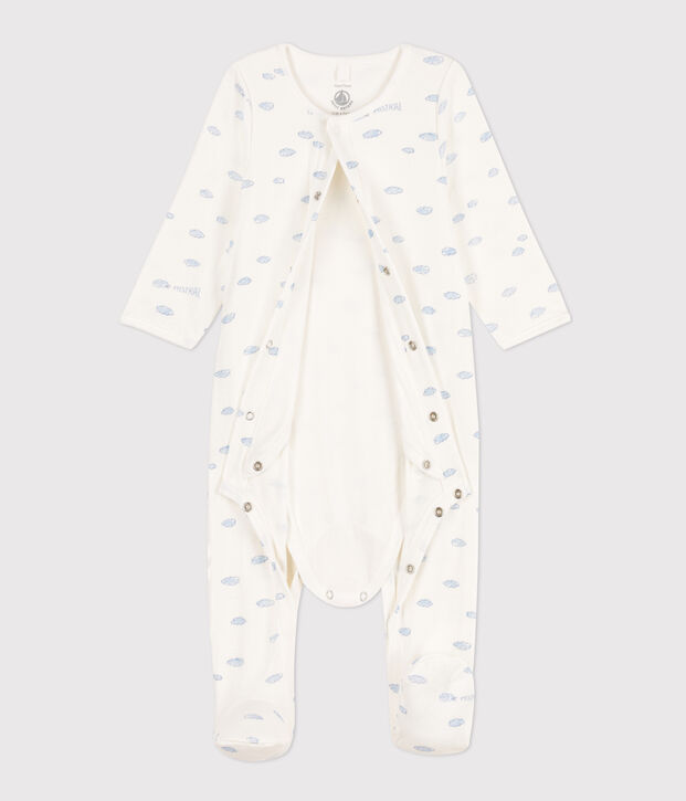 Bodyjama de t&uacute;bico con nubes blanco/multicolor