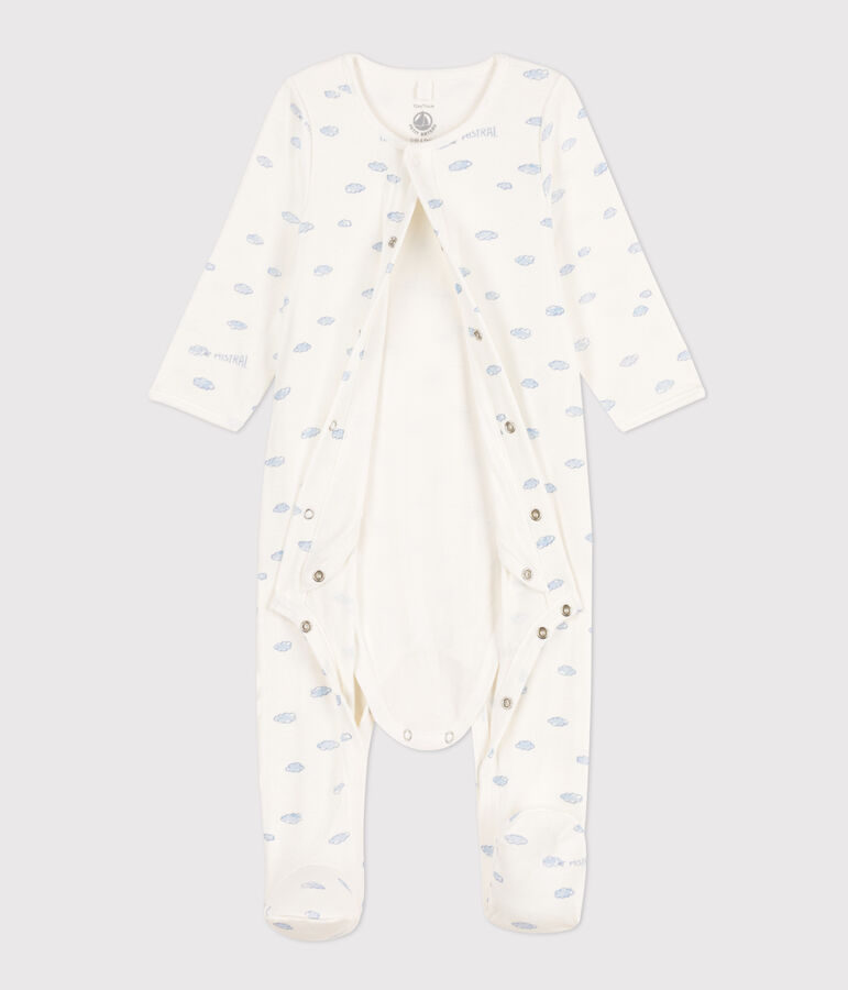 Bodyjama de t&uacute;bico con nubes blanco/multicolor