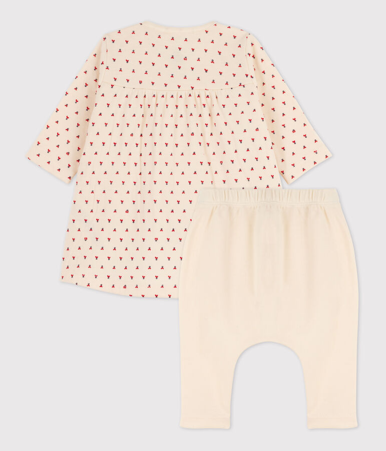 Vestido legging estampado de beb&eacute; de t&uacute;bico de algod&oacute;n crudo/multicolor