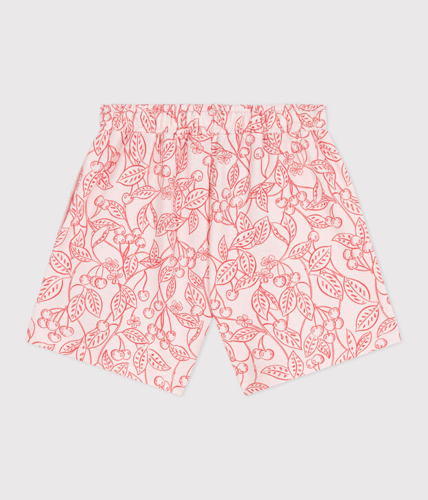 Shorts infantiles de algod&oacute;n con estampado rosa/rojo