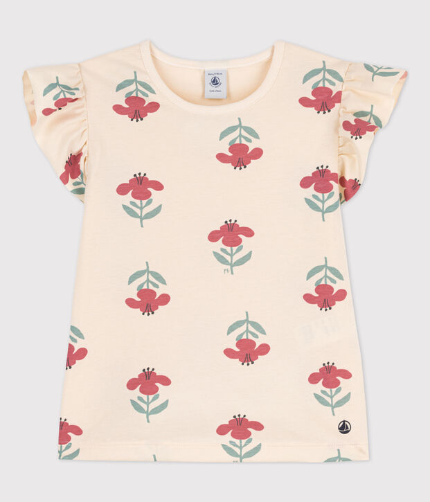 Camiseta estampada de algod&oacute;n para ni&ntilde;a crudo/azul/multicolor
