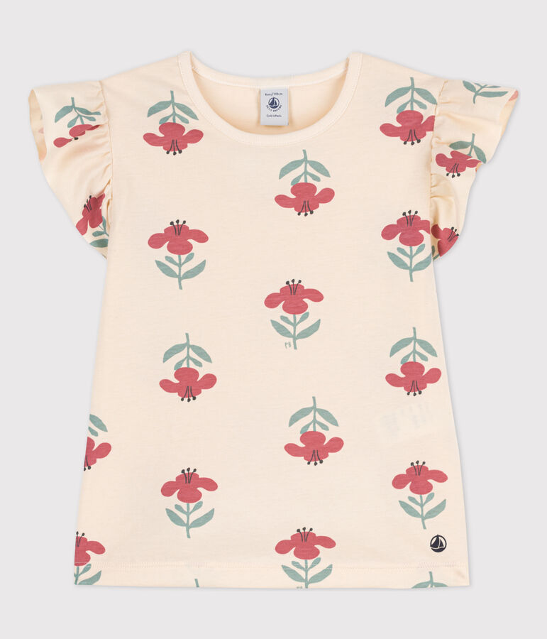 Camiseta estampada de algod&oacute;n para ni&ntilde;a crudo/azul/multicolor