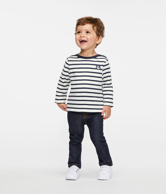 Jersey marinero emblemático para bebé unisex beige COQUILLE/azul SMOKING