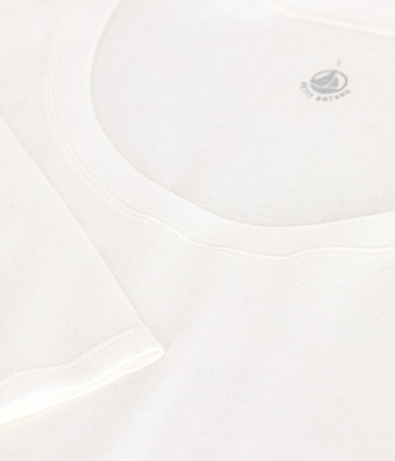 Camiseta de algodón de manga larga con cuello de bailarina para mujer   blanco MARSHMALLOW