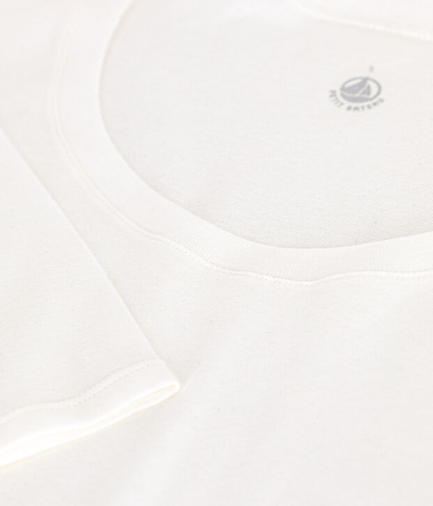 Camiseta de algod&oacute;n de manga larga con cuello de bailarina para mujer blanco