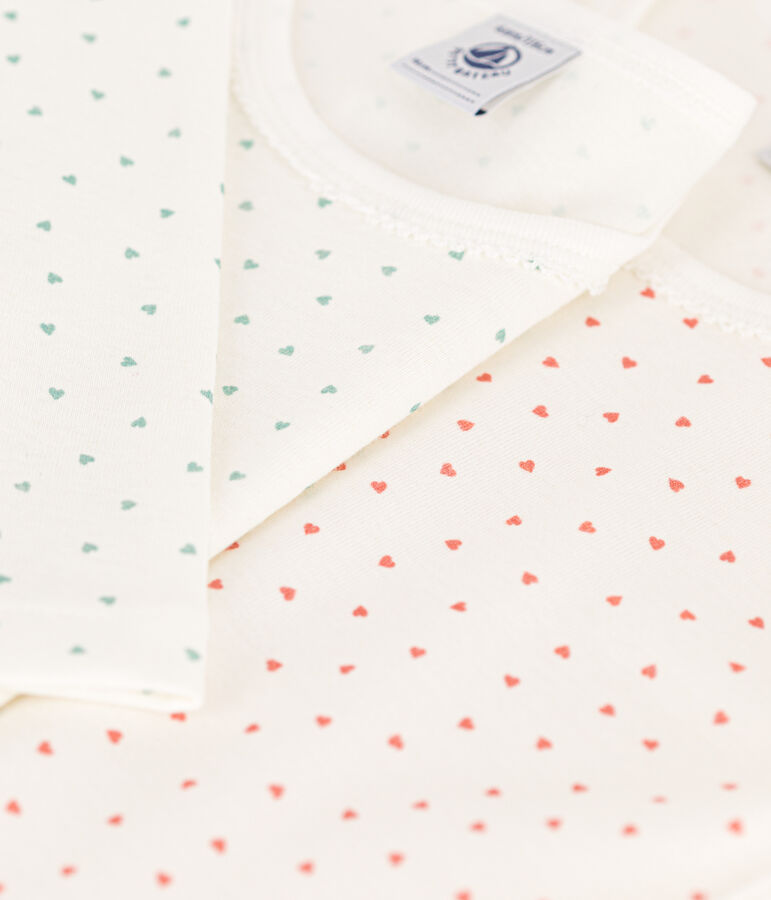 Juego de 2 camisetas de manga larga de algod&oacute;n con coraz&oacute;n para ni&ntilde;a multicolor