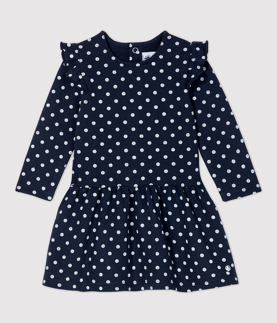 Vestido de muletón de bebé. azul SMOKING/blanco MARSHMALLOW