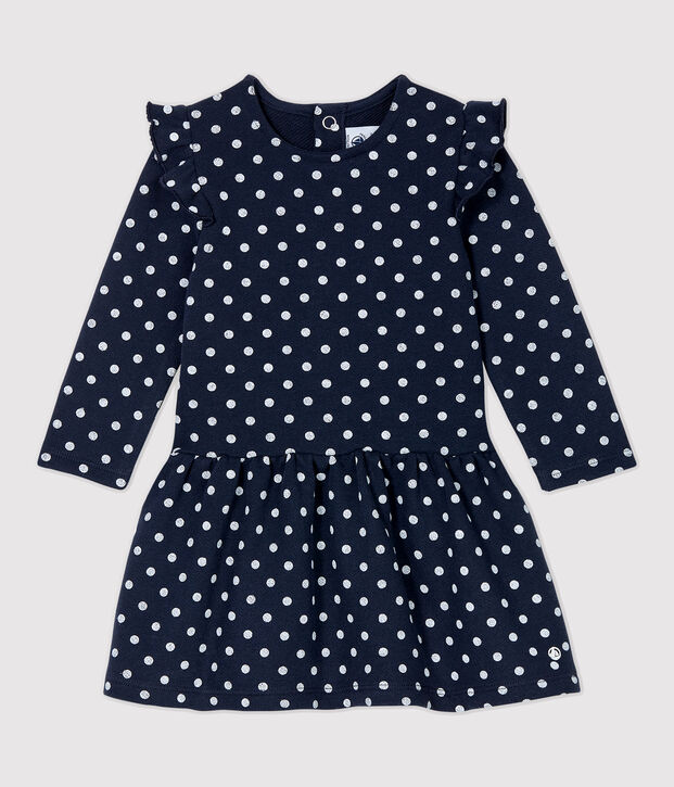 Vestido de mulet&oacute;n de beb&eacute;. azul/blanco
