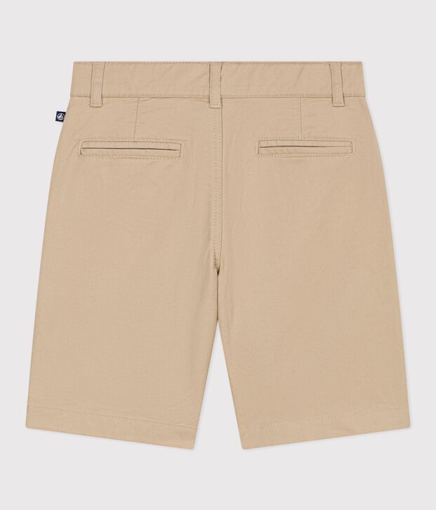 Bermudas cortas infantiles de algod&oacute;n liso beige