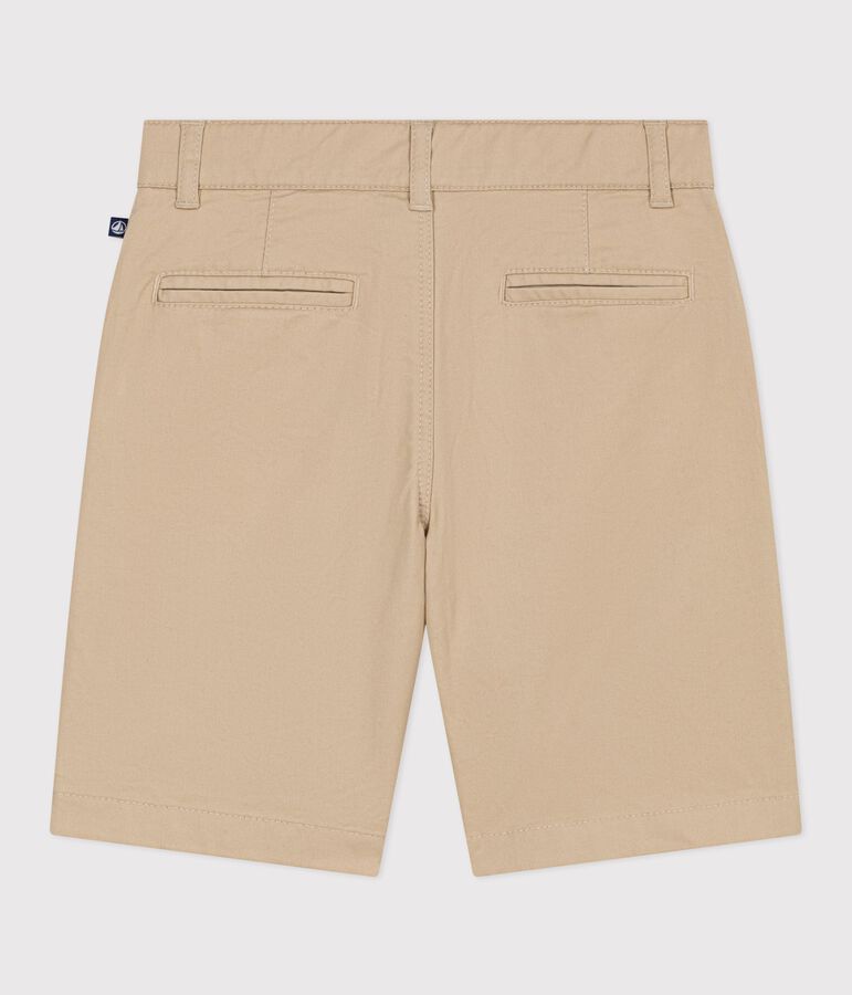 Bermudas cortas infantiles de algod&oacute;n liso beige