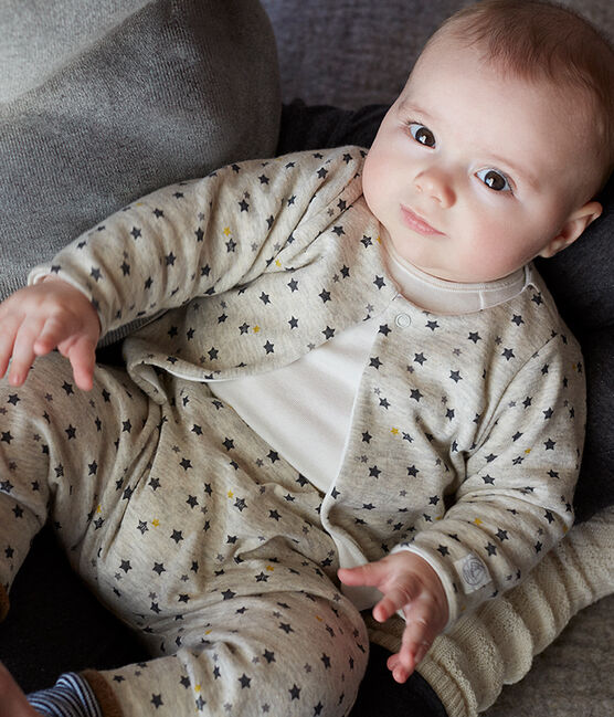 Conjunto de tres piezas para bebé niño de lana y algodón beige MONTELIMAR/blanco MULTICO