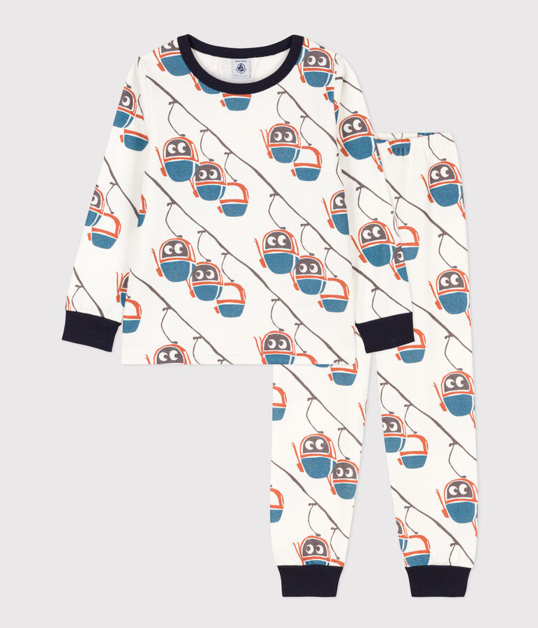 Pijama de felpa telecabina para ni&ntilde;o/ni&ntilde;a blanco/multicolor