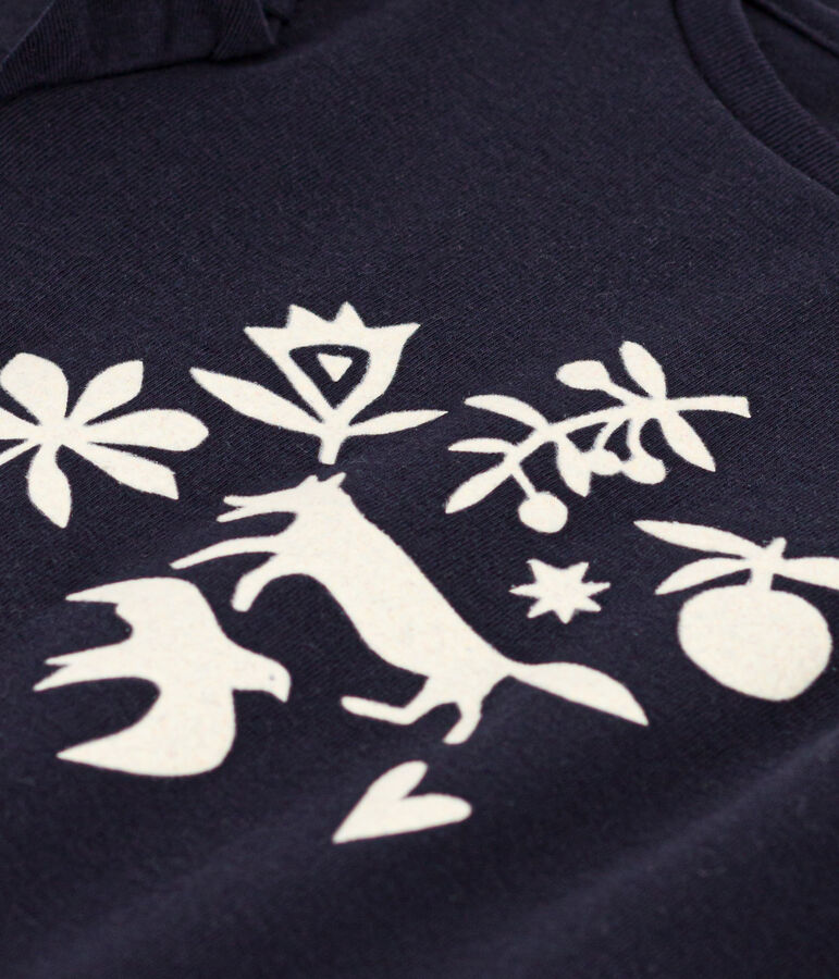 Camiseta de algod&oacute;n de manga larga de ni&ntilde;a azul