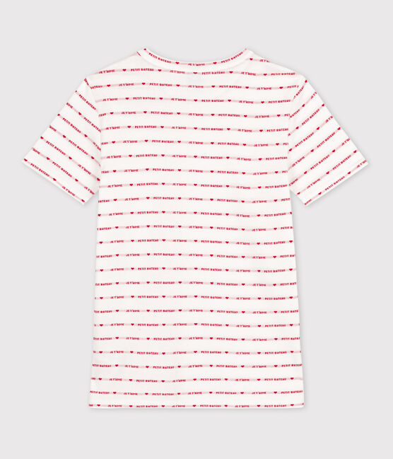 Camiseta L'ICONIQUE con cuello redondo de algodón orgánico de mujer blanco MARSHMALLOW/rojo TERKUIT