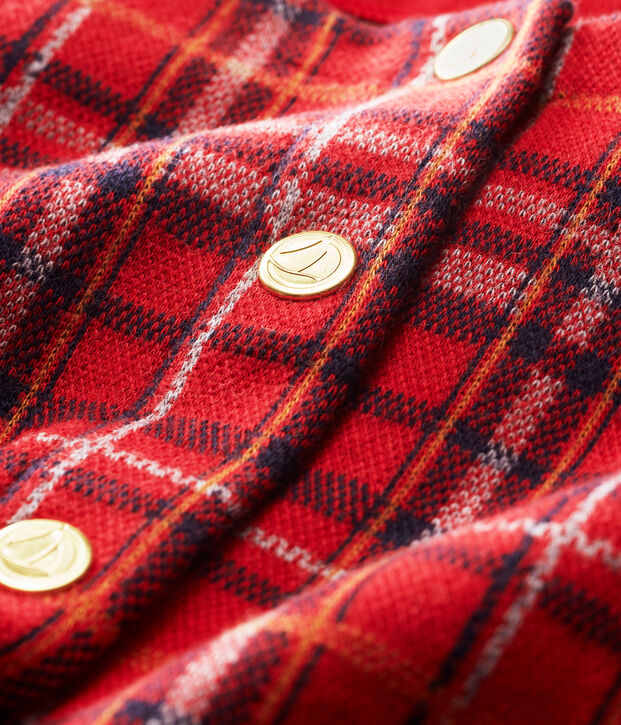 C&aacute;rdigan de cuadros para beb&eacute; ni&ntilde;a rojo/multicolor