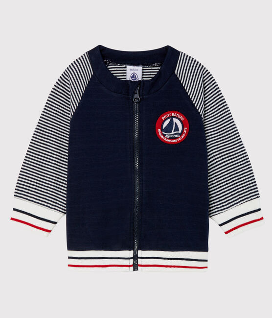 Chaqueta de túbico para bebé niño azul SMOKING/blanco MARSHMALLOW