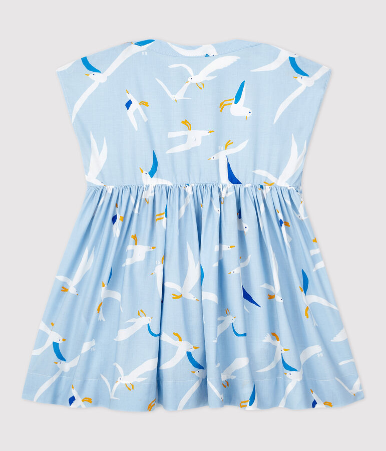 Vestido de manga corta de popelina de beb&eacute; ni&ntilde;a azul/multicolor