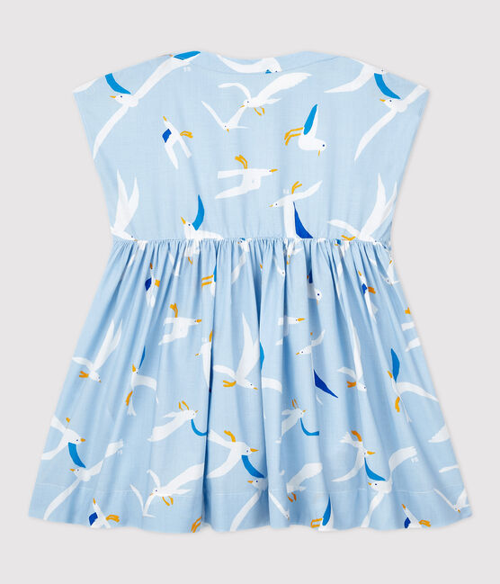 Vestido de manga corta de popelina de bebé niña azul JASMIN/blanco MULTICO