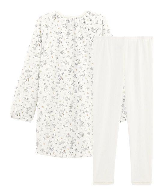Camisón de terciopelo con «leggings» para niña pequeña blanco MARSHMALLOW/blanco MULTICO