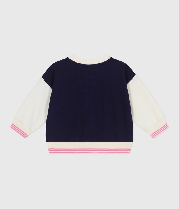 Chaqueta teddy de algod&oacute;n azul/crudo