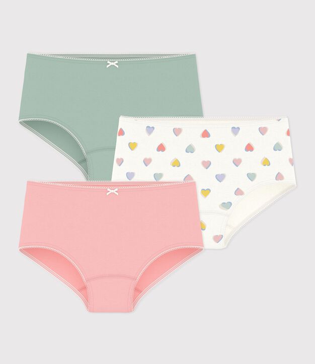 Juego de culottes infantiles de algod&oacute;n con corazones multicolor